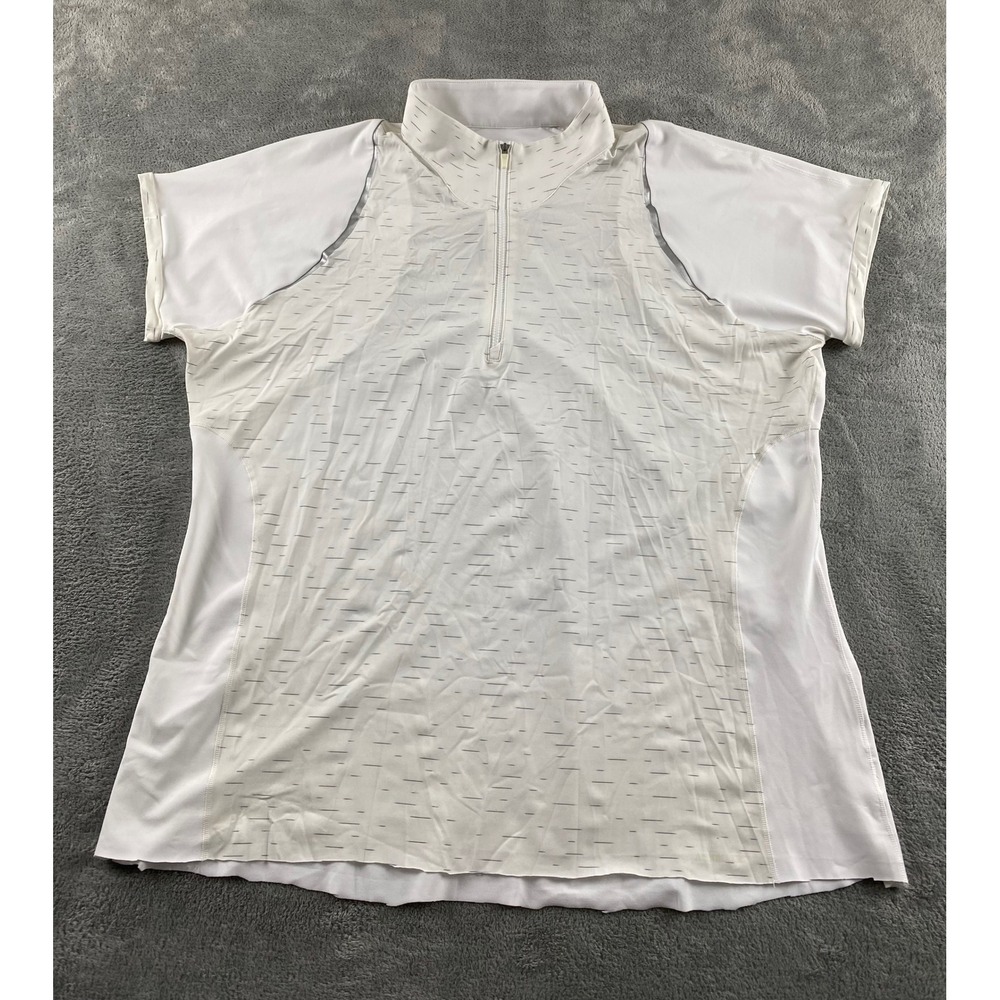 Annika Cutter & Buck Womens White CB DryTec UPF 50+ Quarter Zip Golf Top XXL